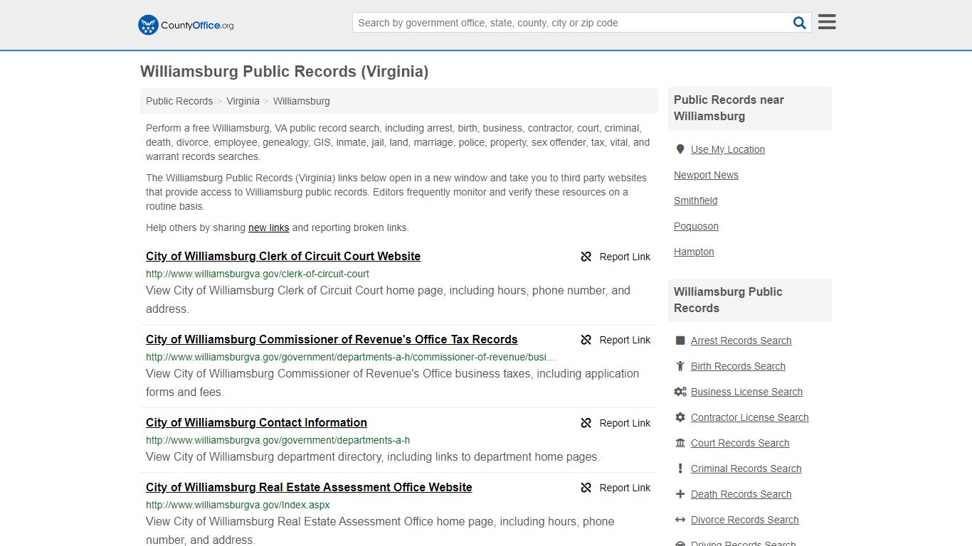 Public Records - Williamsburg, VA (Business, Criminal, GIS, Property ...